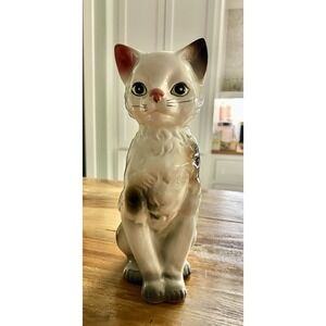 Vintage Anthropomorphic Ceramic Cat Figurine Kitsch Lustre Finish Japan